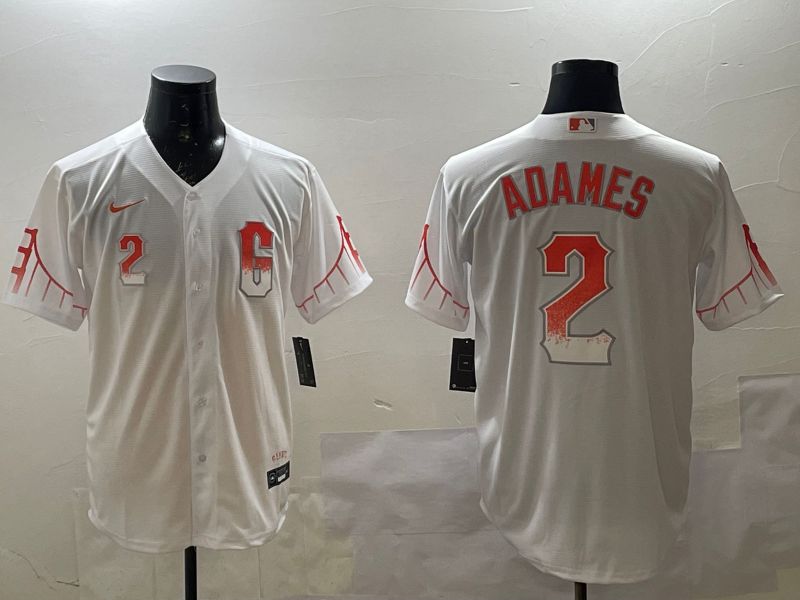 Men San Francisco Giants #2 Adames White City Edition Nike 2025 MLB Jersey style 1->san diego padres->MLB Jersey